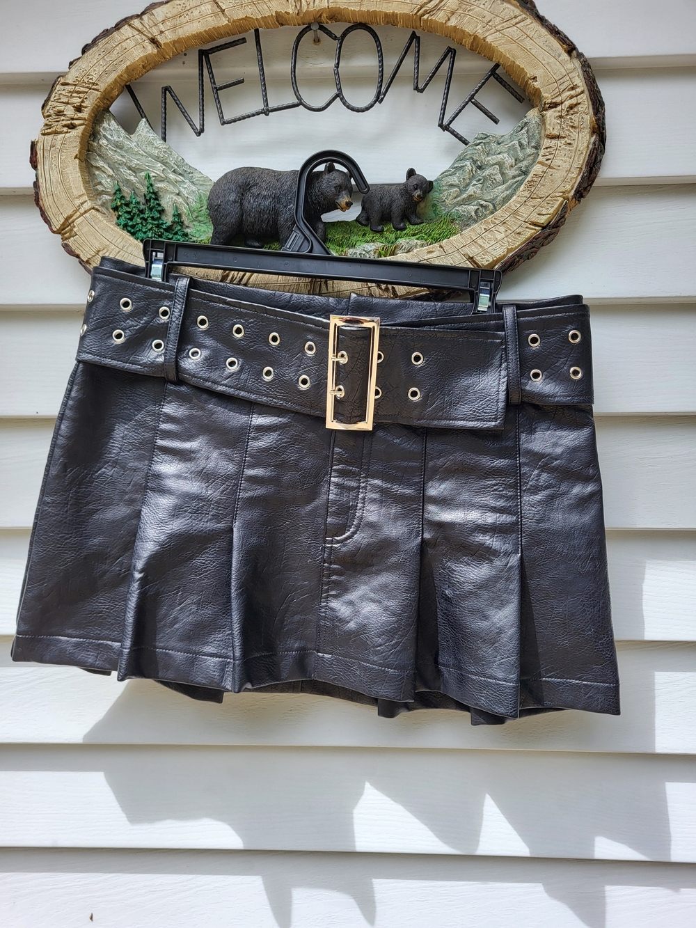 Princess Polly| Black Faux Pleated Mini Skirt with Belt